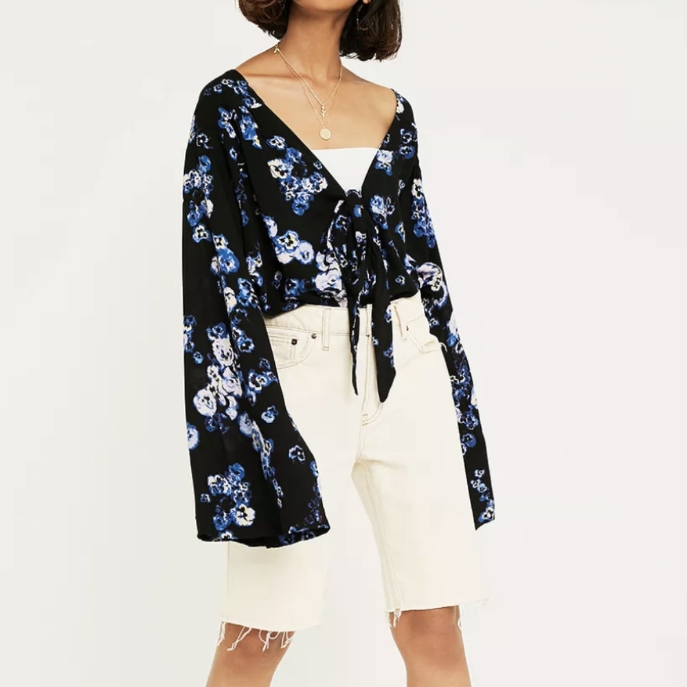 Free People Forties Feels Black Combo Floral Printed Lace Bodysuit Size Medium